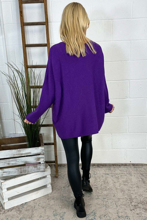 Leah Knitted Jumper Dark Purple - Image 4