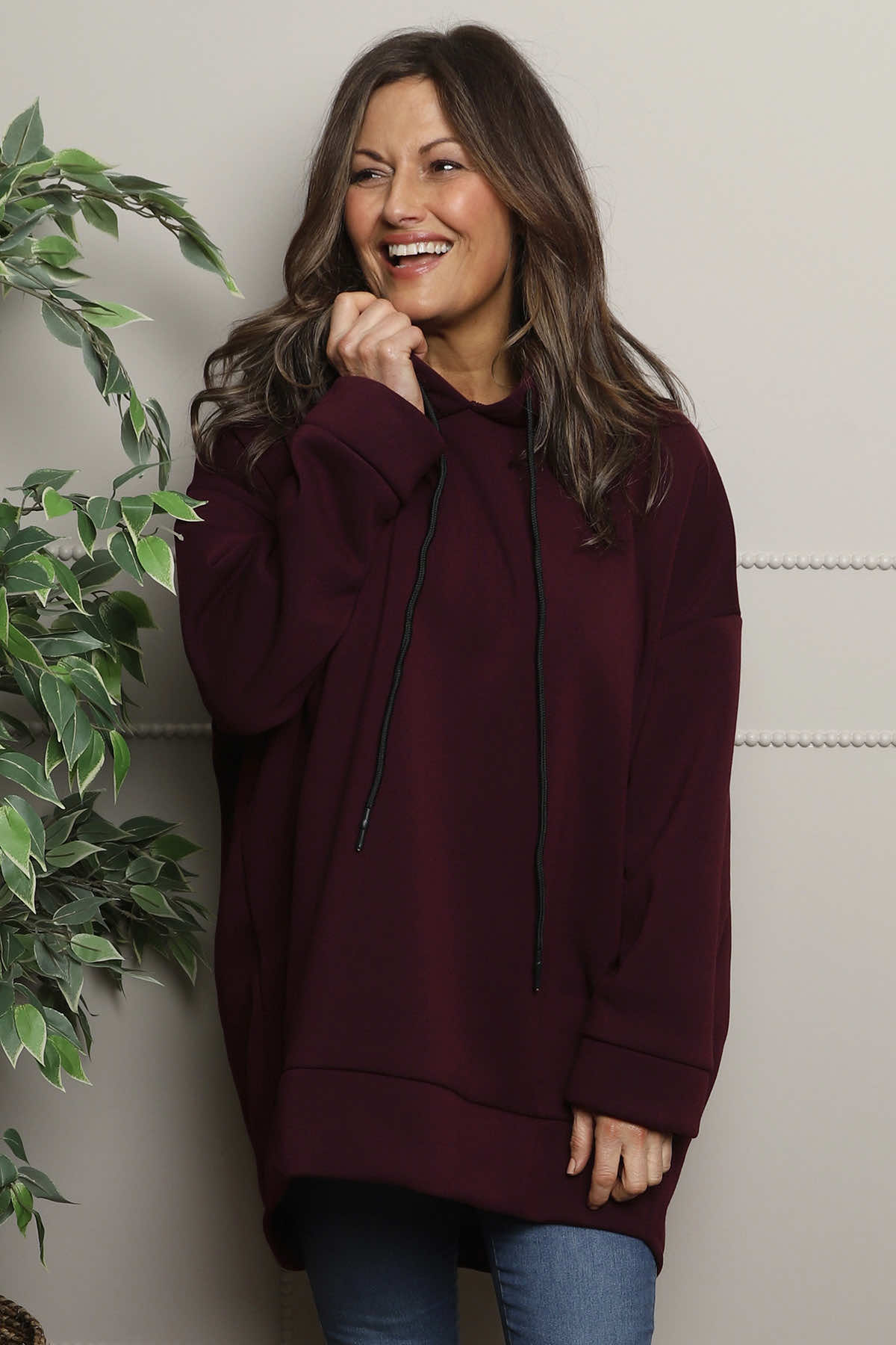 Jaylen Hooded Cotton Top Wine