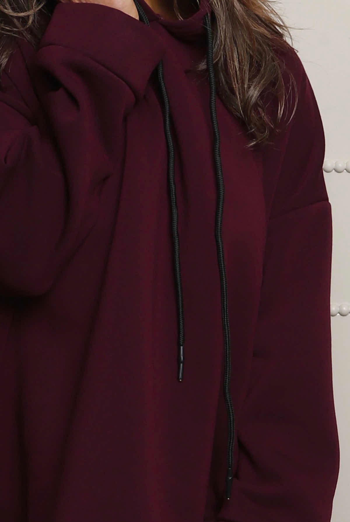 Jaylen Hooded Cotton Top Wine