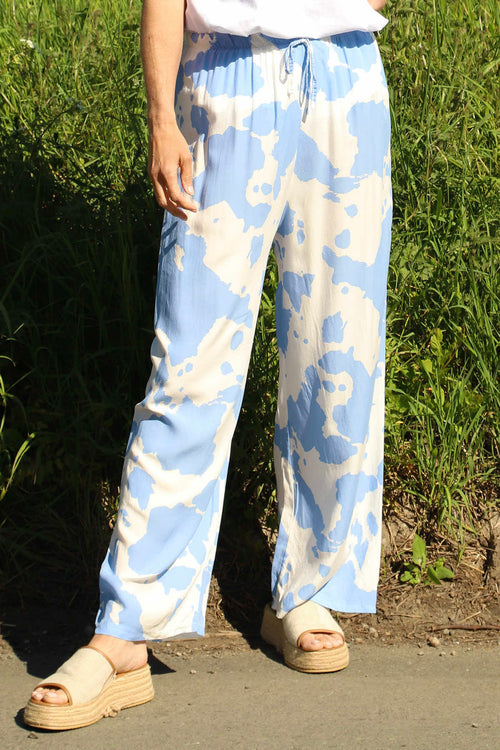 Cecily Print Trousers Powder Blue - Image 3