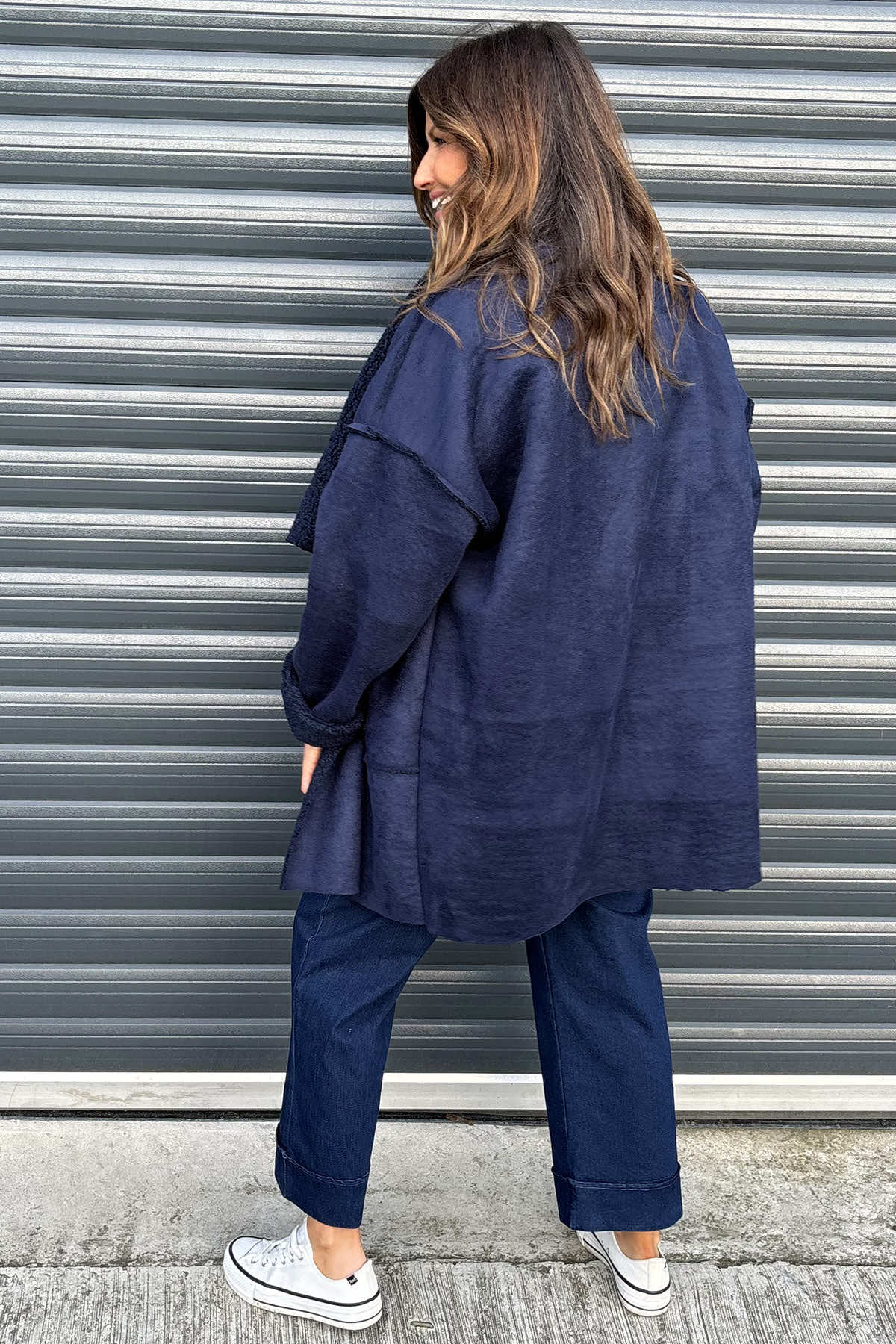 Saira Drape Front Jacket Navy