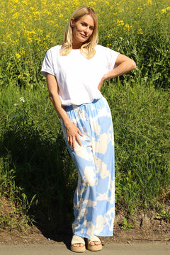 Cecily Print Trousers Powder Blue