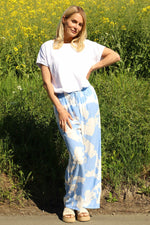 Cecily Print Trousers Powder Blue Powder Blue - Cecily Print Trousers Powder Blue