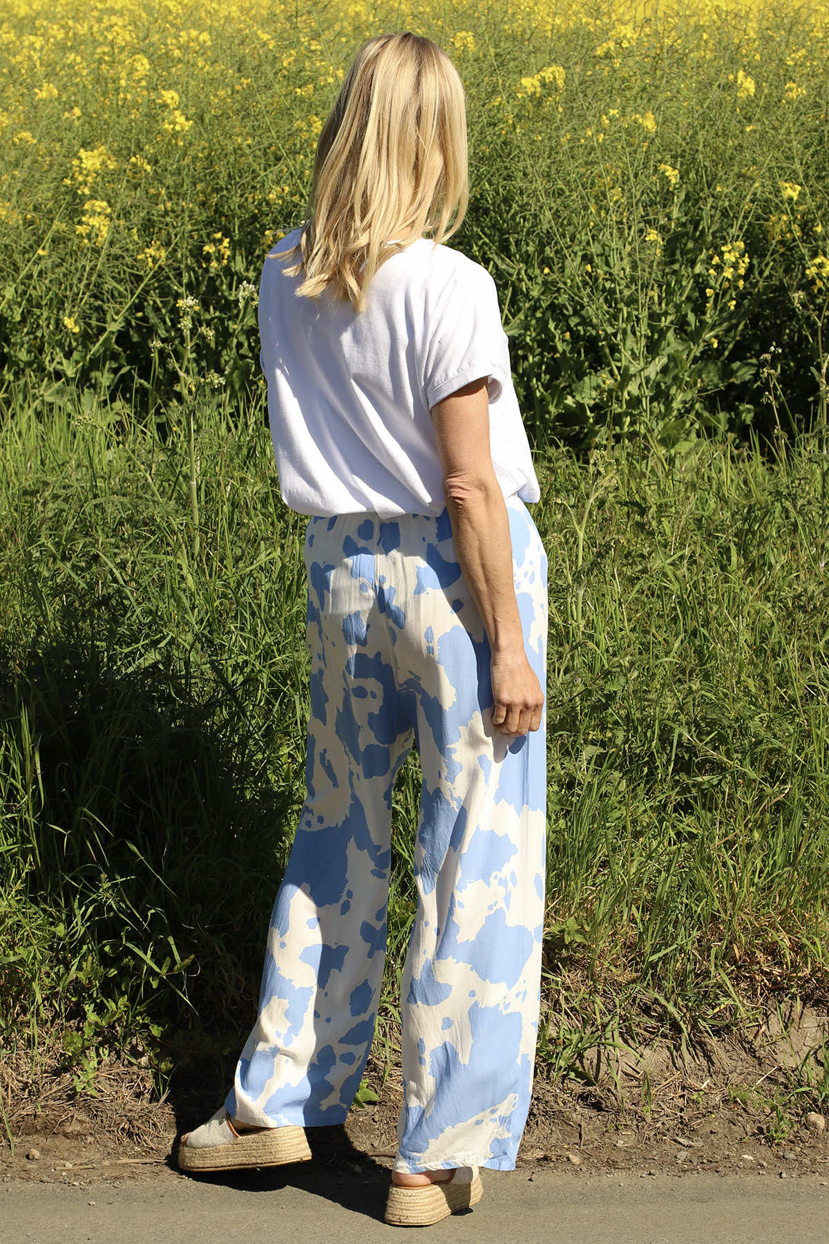 Cecily Print Trousers Powder Blue