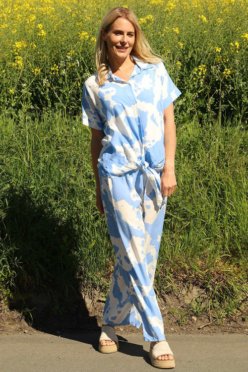 Cecily Print Trousers Powder Blue - Image 2