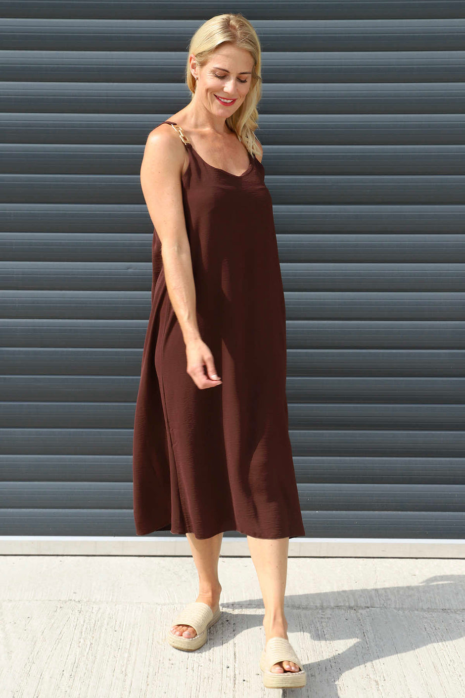 Camille Strap Dress Cocoa