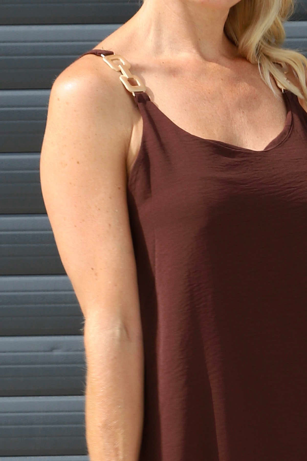 Camille Strap Dress Cocoa