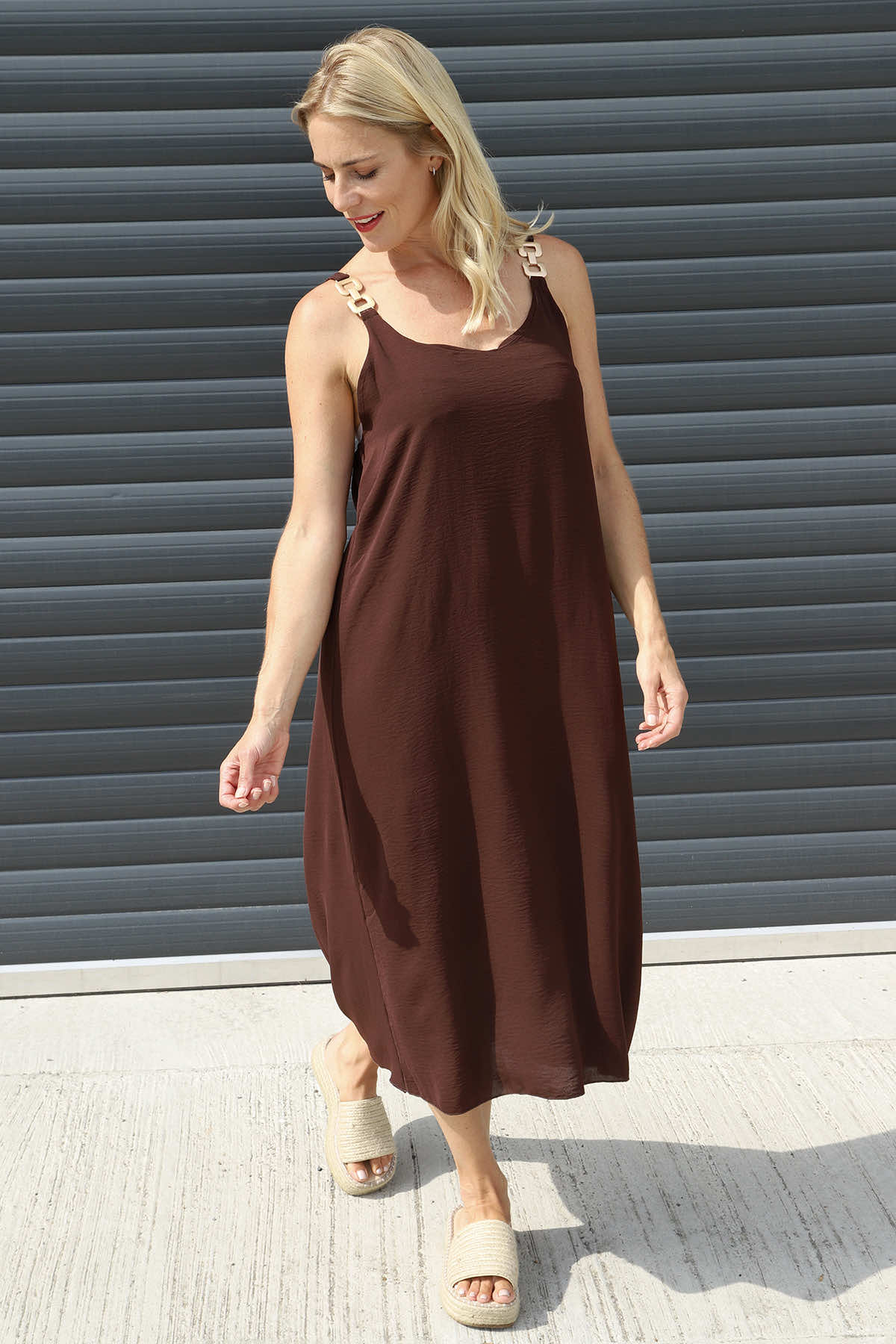 Camille Strap Dress Cocoa