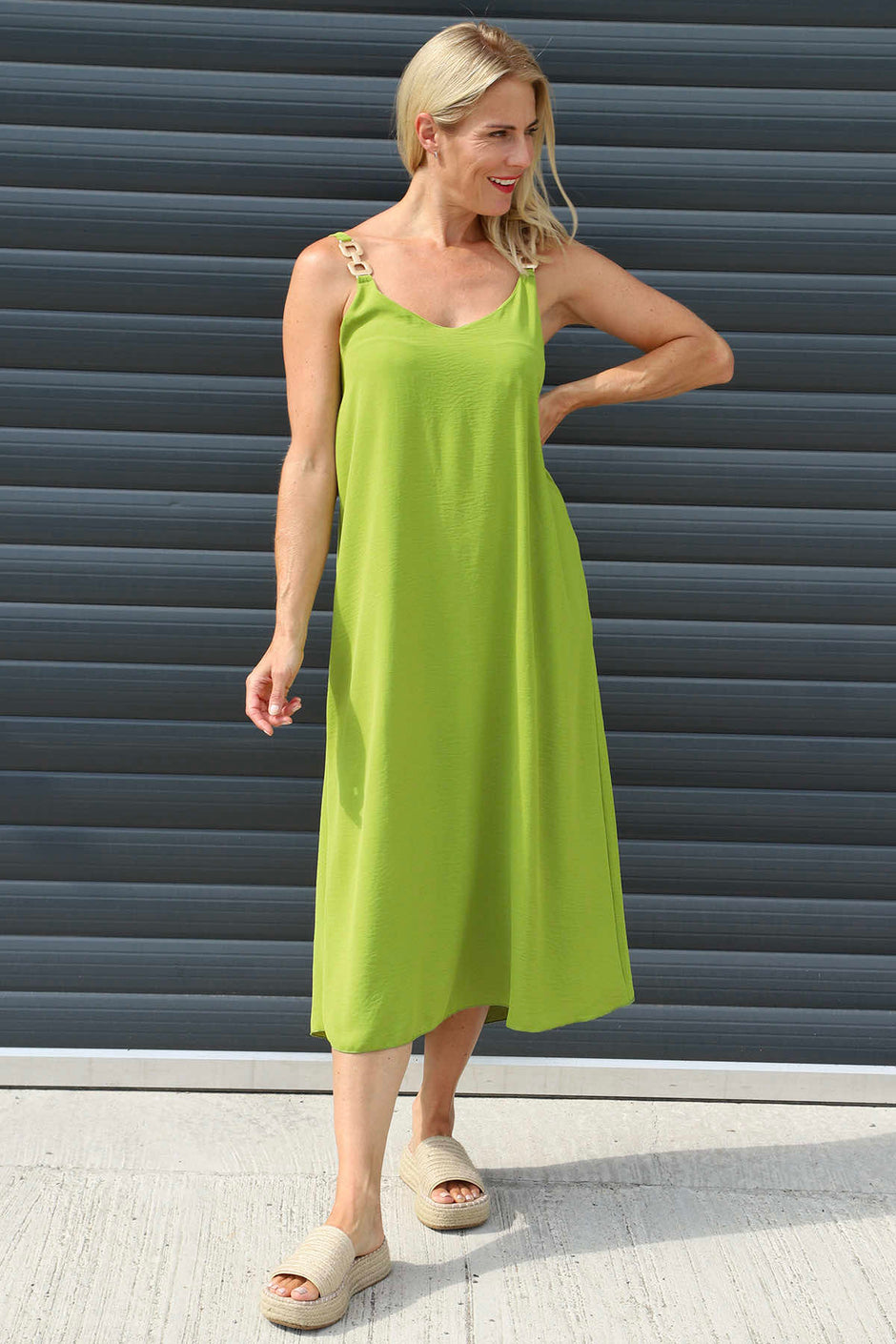 Camille Strap Dress Green