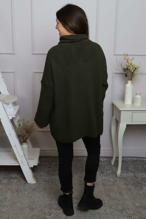 Romilly Polo Neck Knitted Jumper Khaki - Image 4