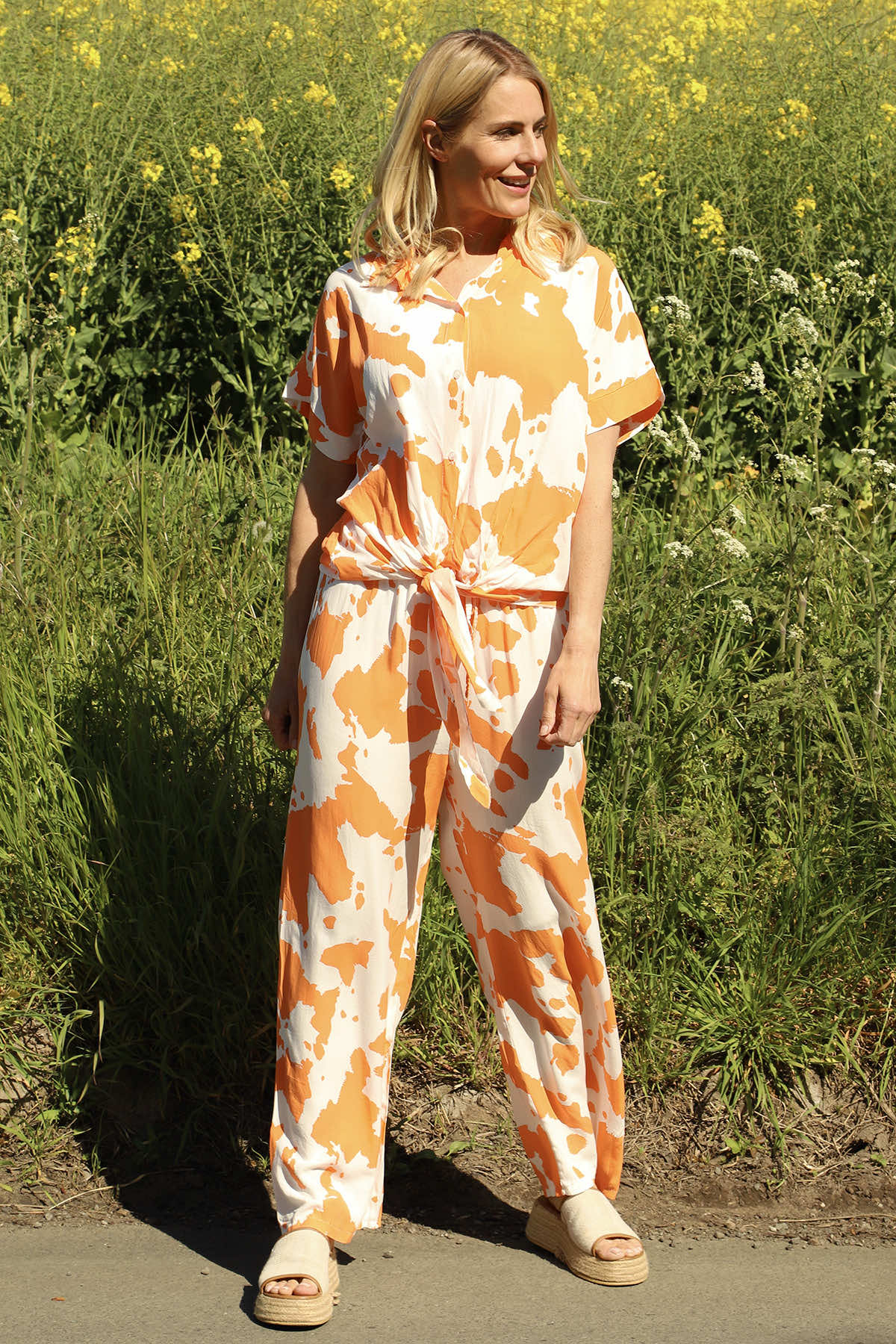 Cecily Print Trousers Orange