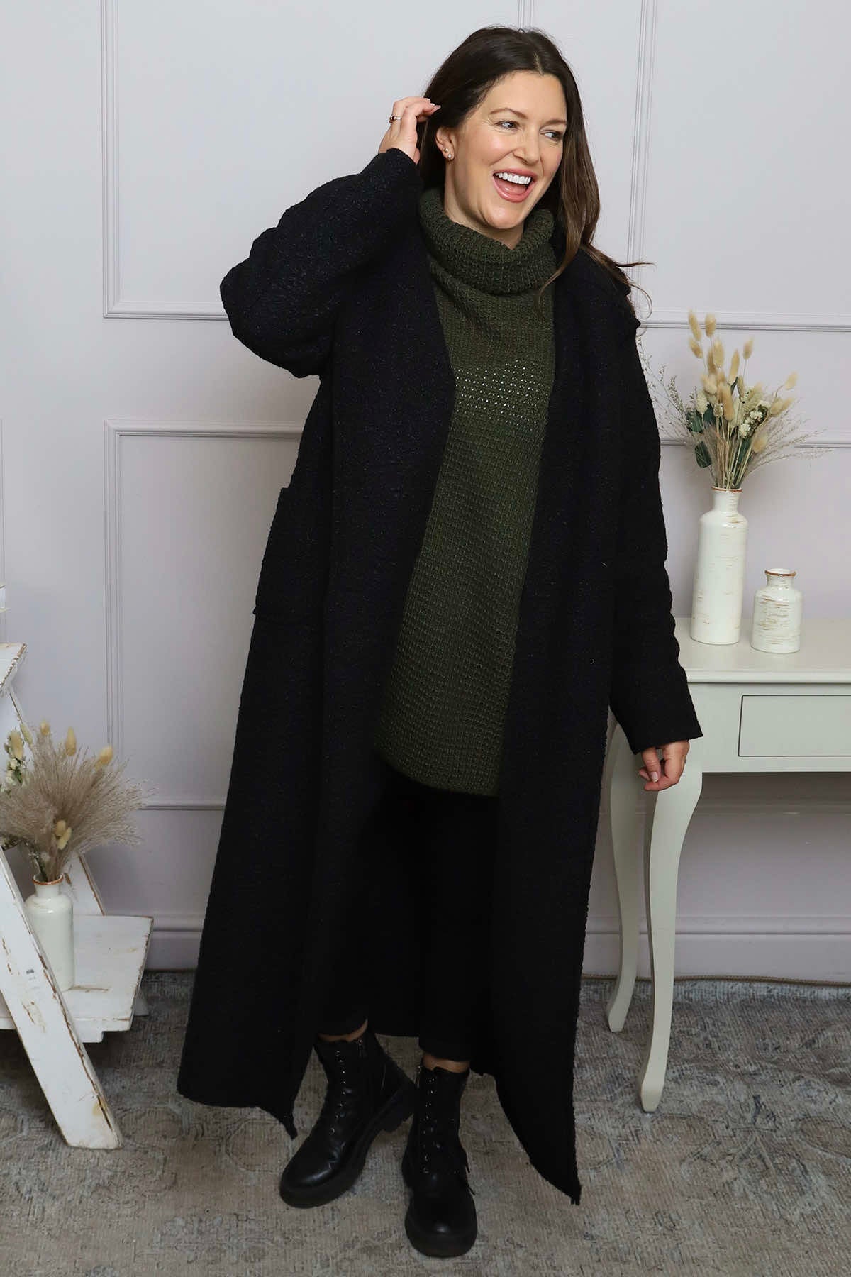 Romilly Polo Neck Knitted Jumper Khaki