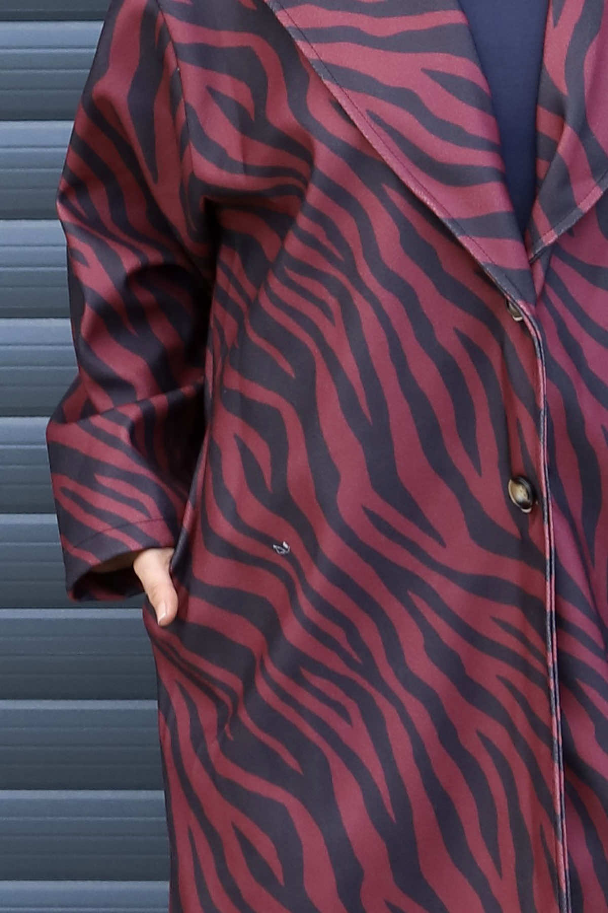 Jenna Zebra Print Coat Wine