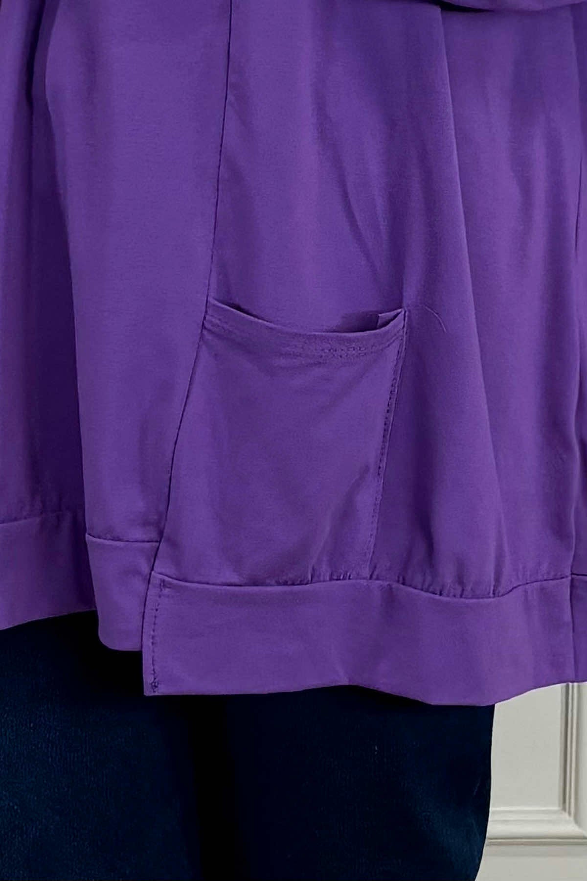 Delphine Pocket Cotton Top Purple