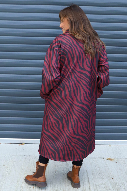 Jenna Zebra Print Coat Wine - Image 4