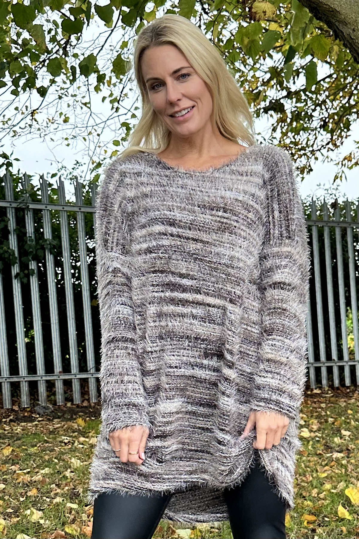 Lowri Fuzzy Stripe Jumper Mocha