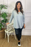 Billie V-Neck Cotton Top Marl Grey