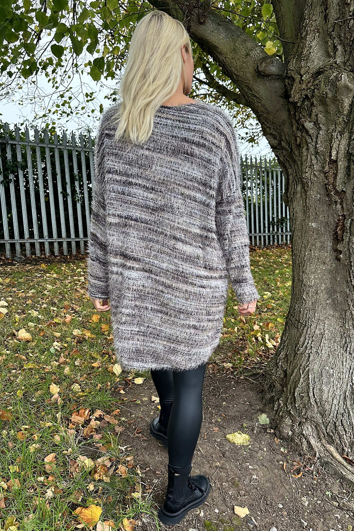 Lowri Fuzzy Stripe Jumper Mocha