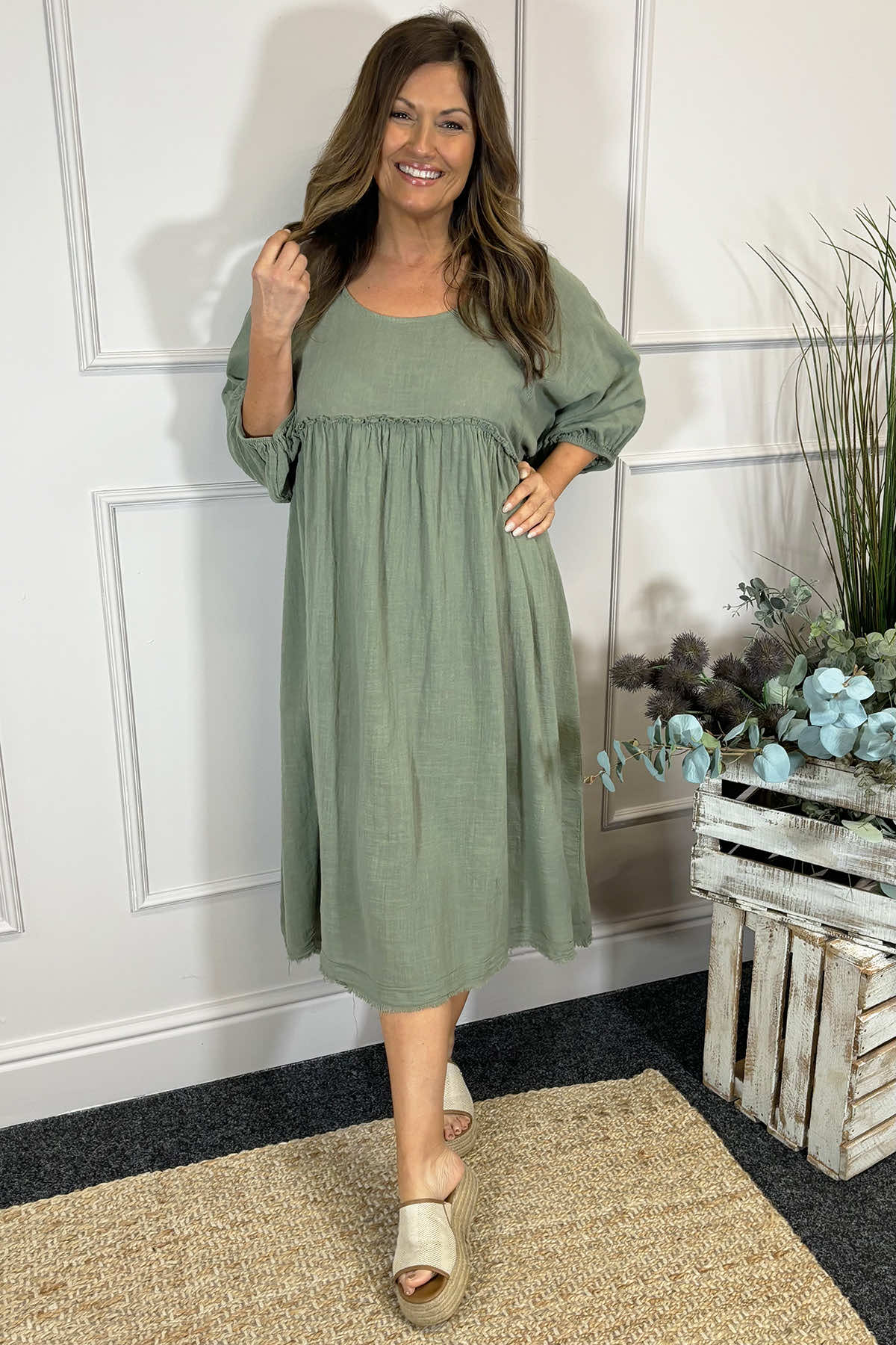 Morianna Cotton Dress Sage Green