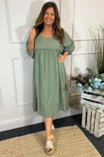 Morianna Cotton Dress Sage Green Sage Green - Morianna Cotton Dress Sage Green