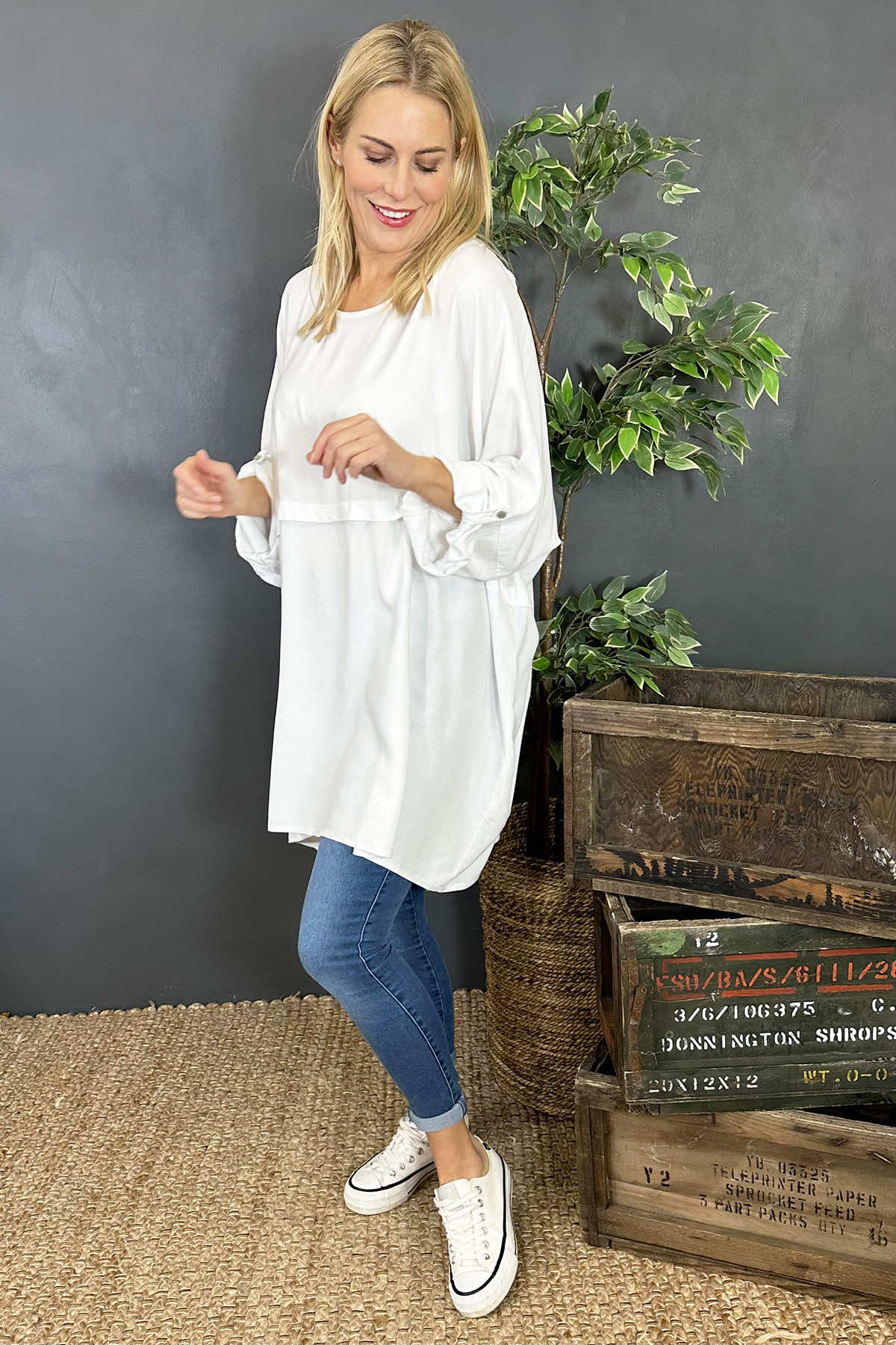 Angelica Oversized Top White