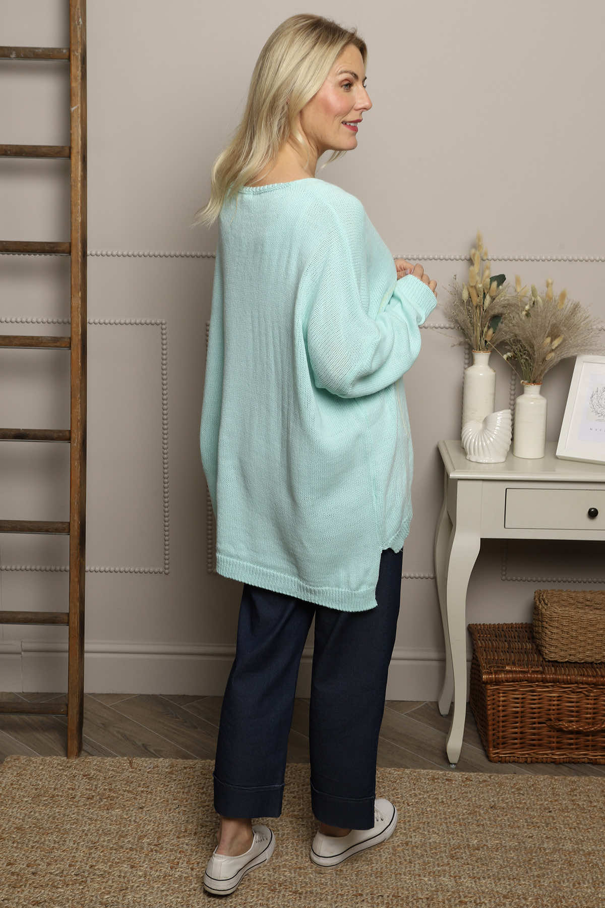 Roxanna Flower Knitted Jumper Mint