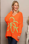 Roxanna Flower Knitted Jumper Orange