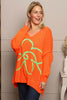 Roxanna Flower Knitted Jumper Orange
