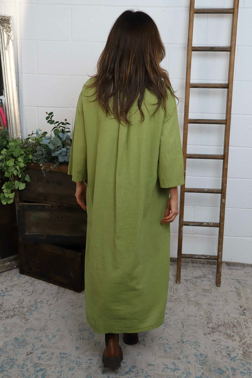 Olive Sienna Button Linen Dress UK | Made In Italy | Kit and Kaboodal Olive Sienna Button Linen Dress UK | Made In Italy | Kit and Kaboodal