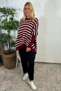 Gigi Stripe Knitted Jumper Wine