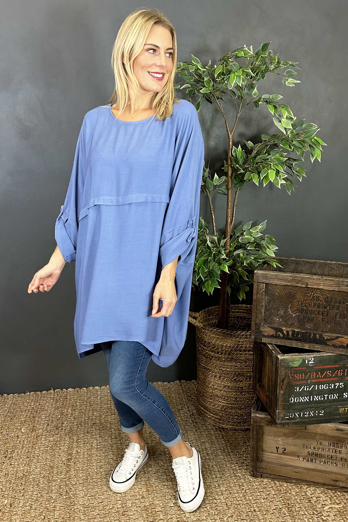 Angelica Oversized Top Blue