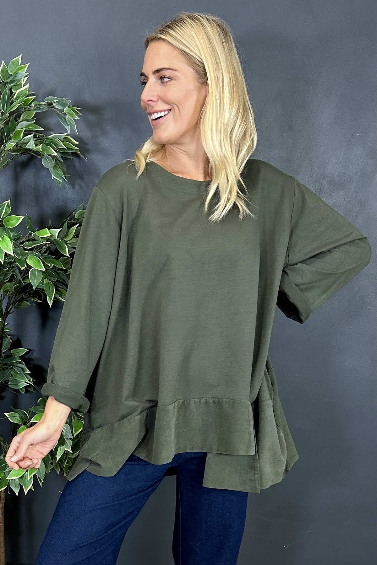 Bronte Cord Panel Top Khaki