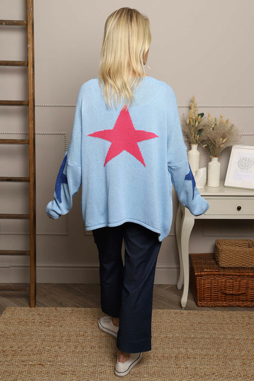 Alfano Cotton Star Knit Jumper Powder Blue - Image 2
