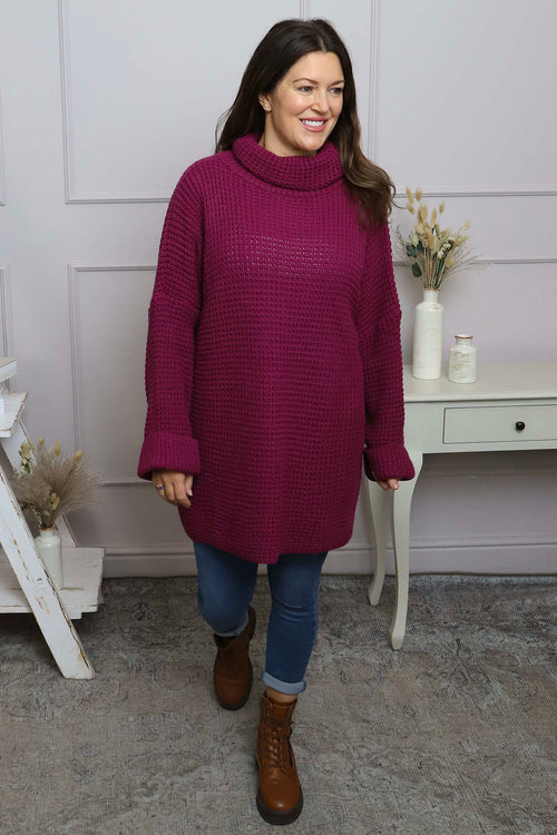 Romilly Polo Neck Knitted Jumper Berry - Image 1