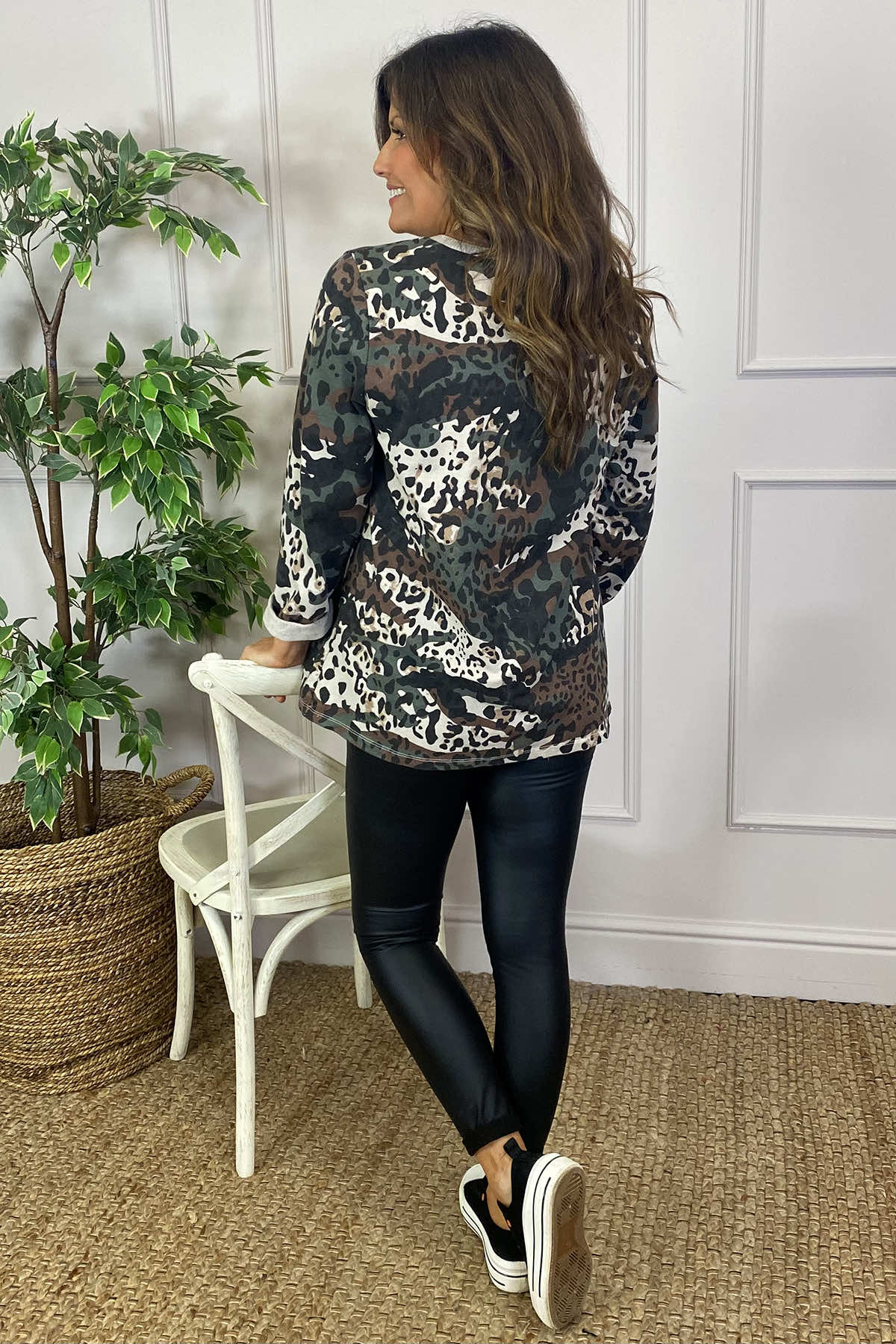 Florence Leopard Print Top Stone