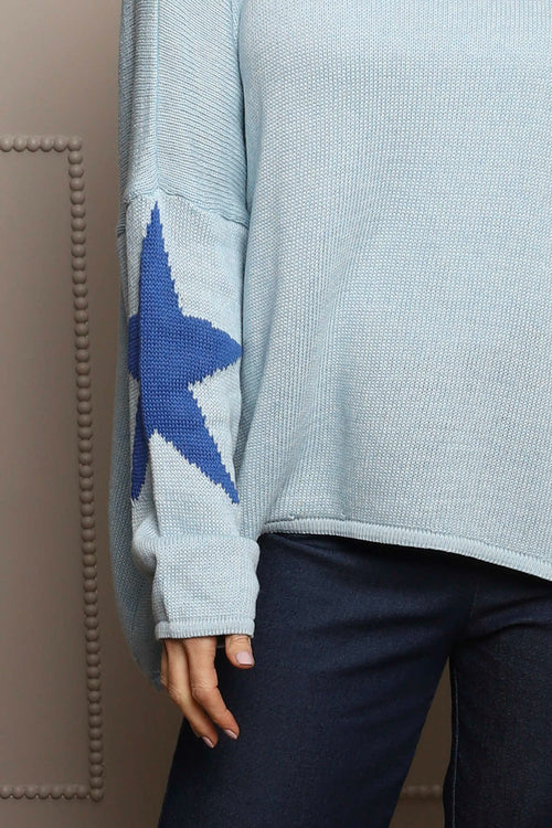 Alfano Cotton Star Knit Jumper Light Blue - Image 4