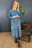 Jillian Print Cotton Dress Blue