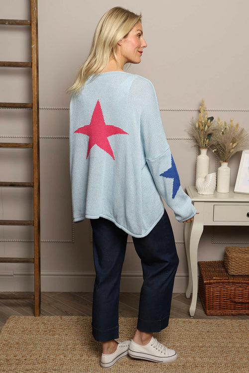 Alfano Cotton Star Knit Jumper Light Blue - Image 2