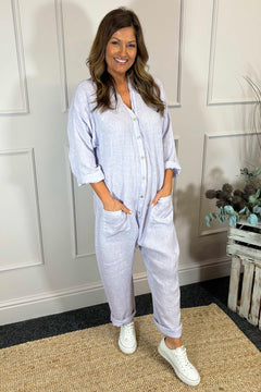 Paulton Linen Boilersuit Lavender