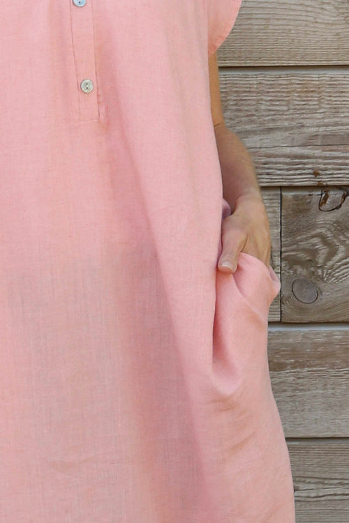 Hayle Button Linen Tunic Pink - Image 3
