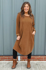 Kiana Needlecord Dress Nutmeg Nutmeg - Kiana Needlecord Dress Nutmeg