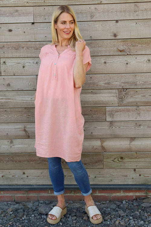 Hayle Button Linen Tunic Pink