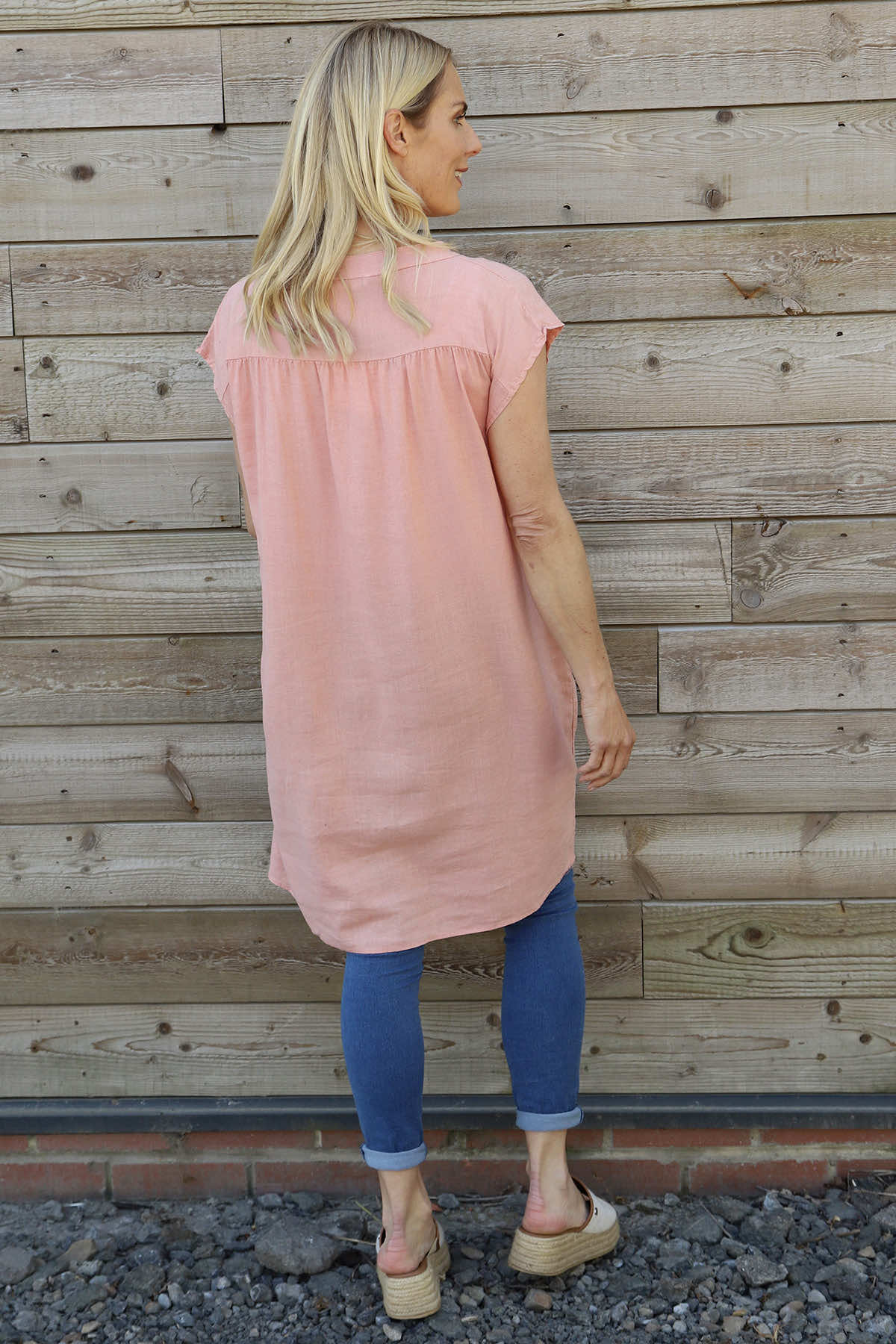 Hayle Button Linen Tunic Pink