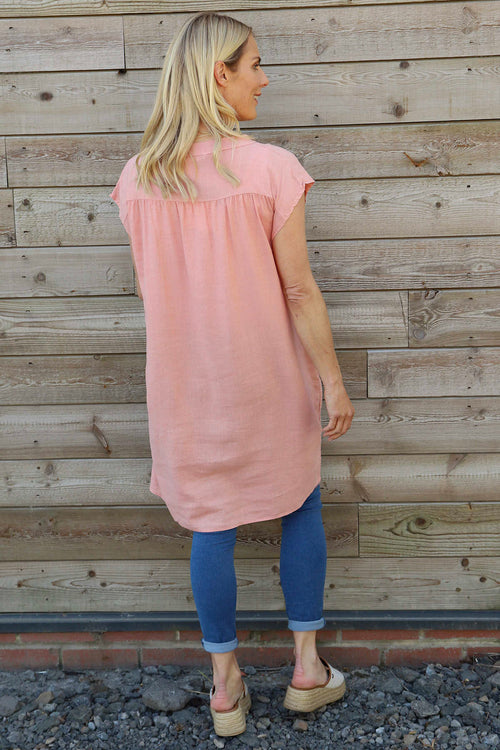 Hayle Button Linen Tunic Pink - Image 4