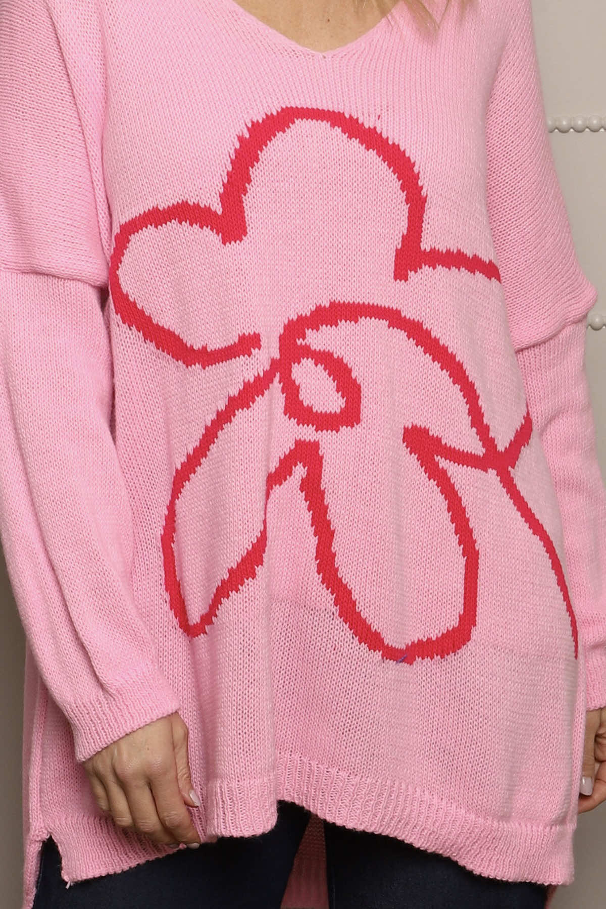 Roxanna Flower Knitted Jumper Pink