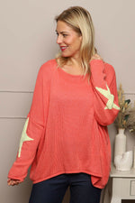 Alfano Cotton Star Knit Jumper Coral Coral - Alfano Cotton Star Knit Jumper Coral