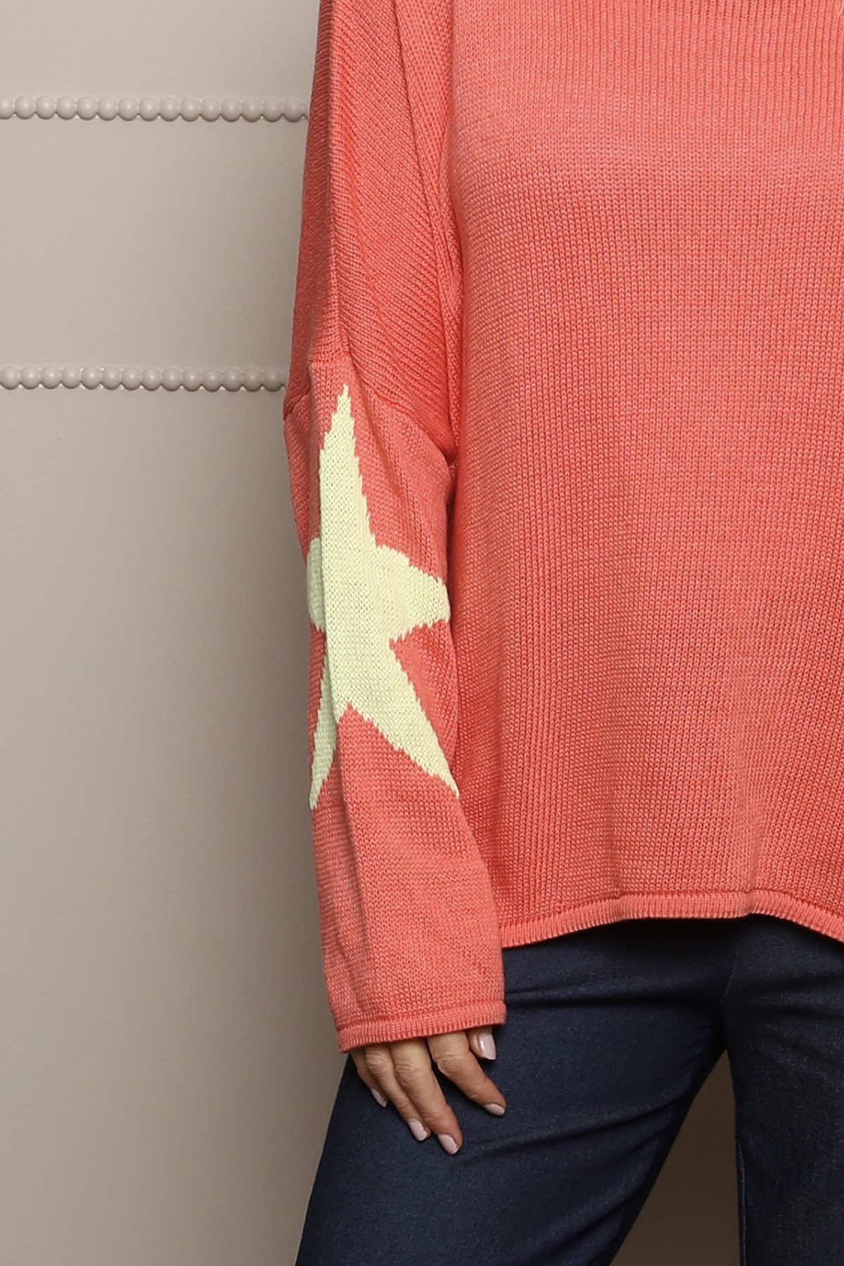 Alfano Cotton Star Knit Jumper Coral