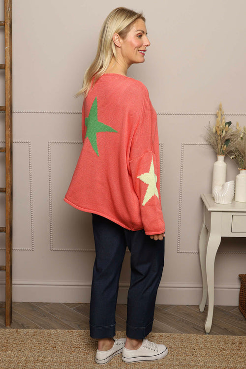 Alfano Cotton Star Knit Jumper Coral - Image 2