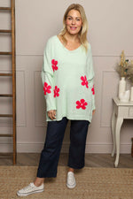 Valerie Botanical Knitted Jumper Mint Mint - Valerie Botanical Knitted Jumper Mint