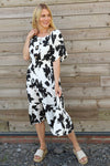 Sennen Print Button Dress Black